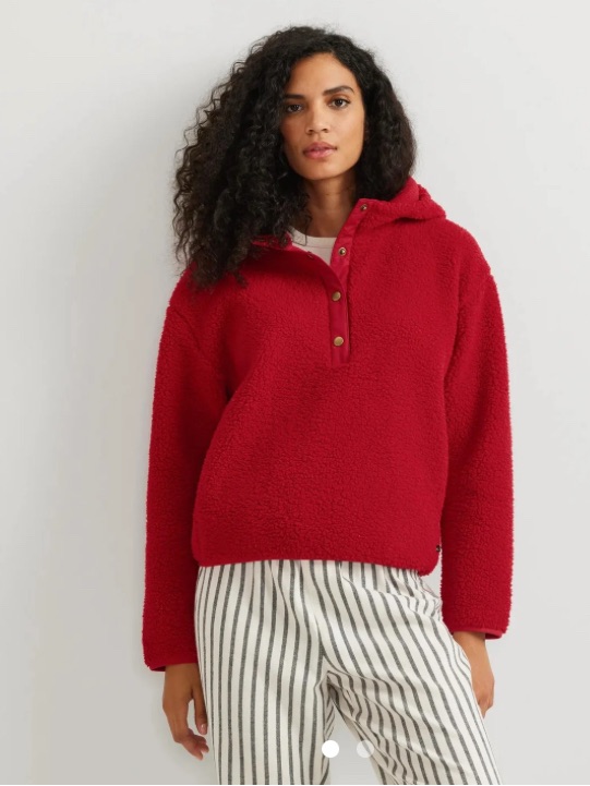 Eddie Bauer Women’s Women's Chill Out Fleece Hoodie Red Nwt
